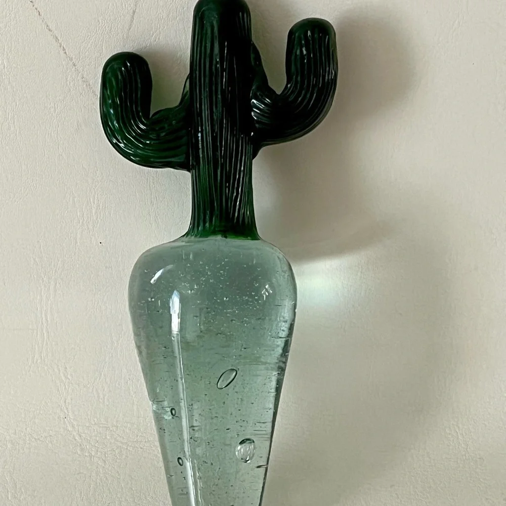 Green and Clear Glass Cactus stopper